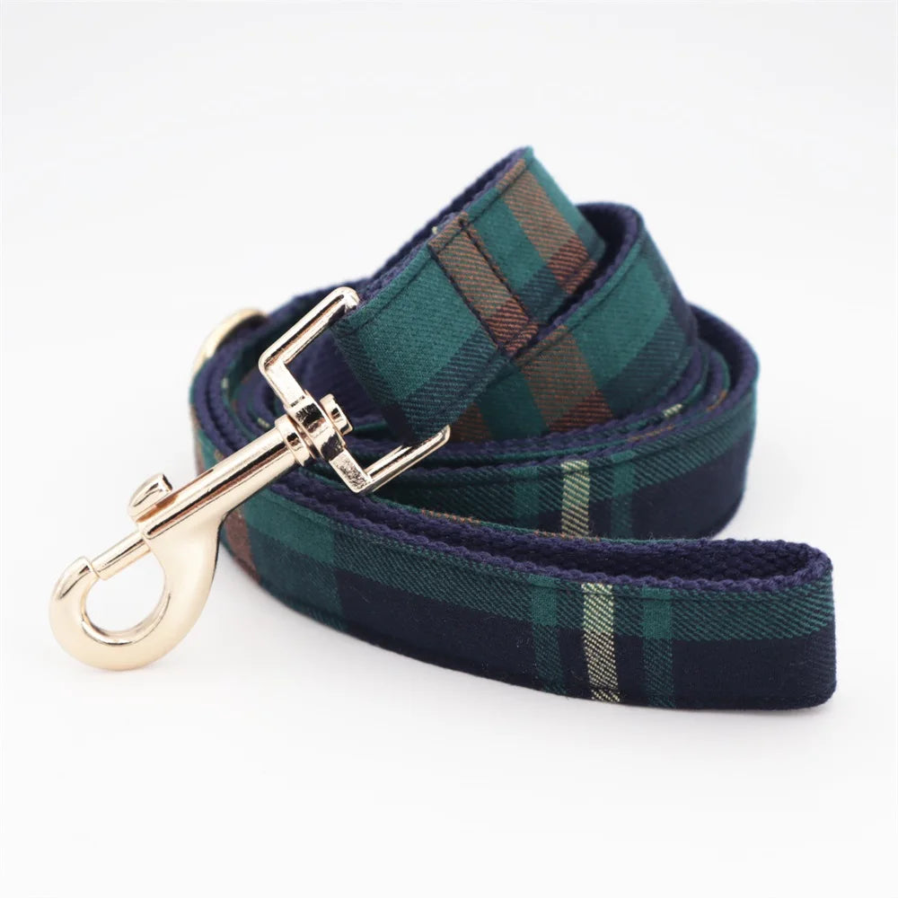 Tweed Tartan Dog Collar Bow Tie Leash Matching Harness,Poo Bag,Coat Pet Accessories
