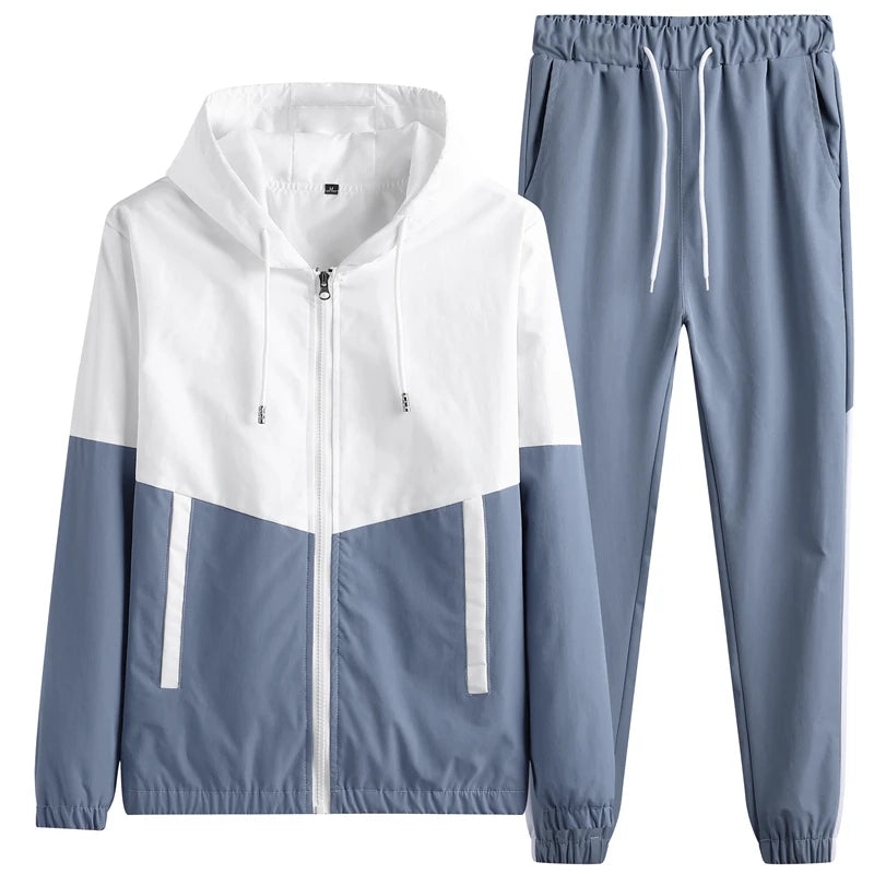 2026 Men Tracksuit Casual Joggers Hooded Sportswear Jackets And Pants 2 Piece Sets Hip Hop Running Sports Suit