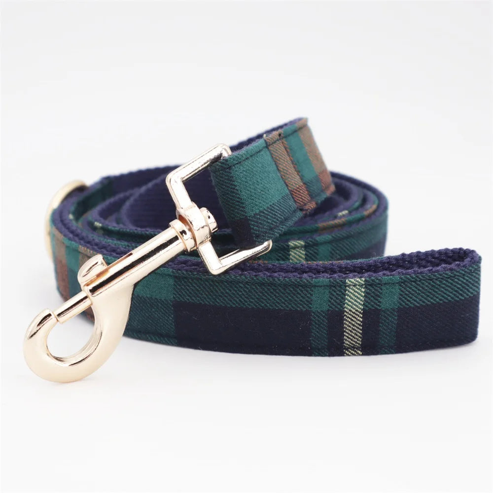 Tweed Tartan Dog Collar Bow Tie Leash Matching Harness,Poo Bag,Coat Pet Accessories