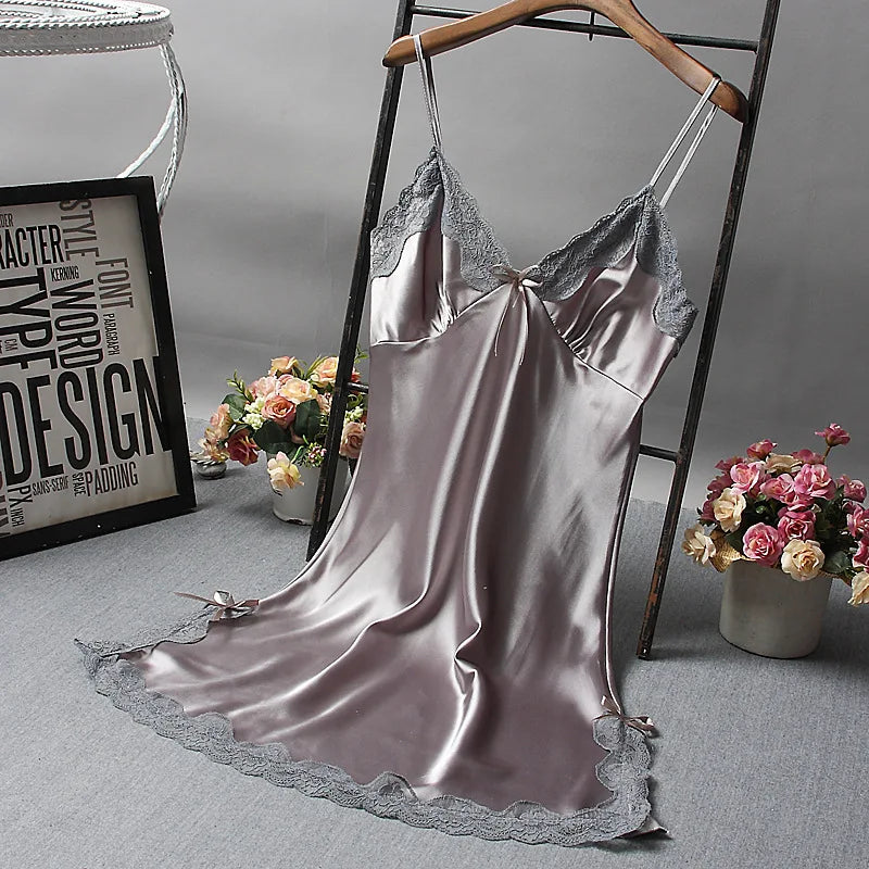 Lingerie Multi-Colors Optional Sexy Nightwear for Women Hot Lace Strappy Nightgown Home Sleepwear with Strap
