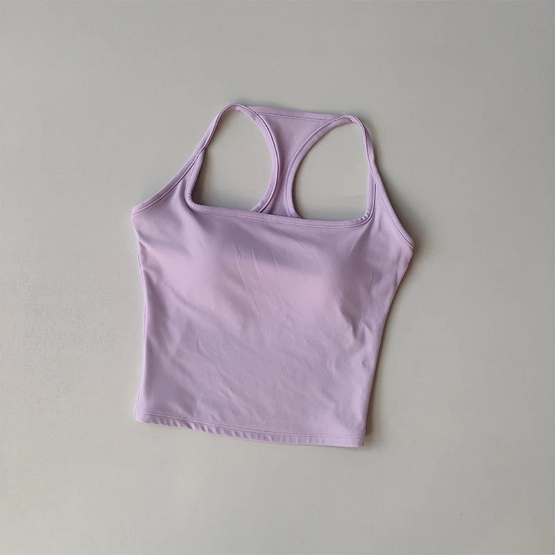 Sports and Fitness Vest with Chest Pad Summer Shockproof Beauty Back Nude Feeling Suit Pilates Training Yoga Top Yoga Clothing