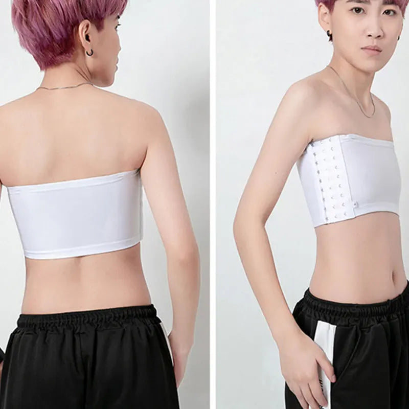Women Chest Binder Lesbian Trans Crop Top Flat Breast Binder Bra Les Corset Stretch Body Shaping Buckle Tomboy Bra Tanks
