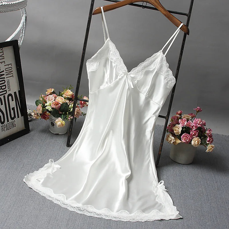 Lingerie Multi-Colors Optional Sexy Nightwear for Women Hot Lace Strappy Nightgown Home Sleepwear with Strap