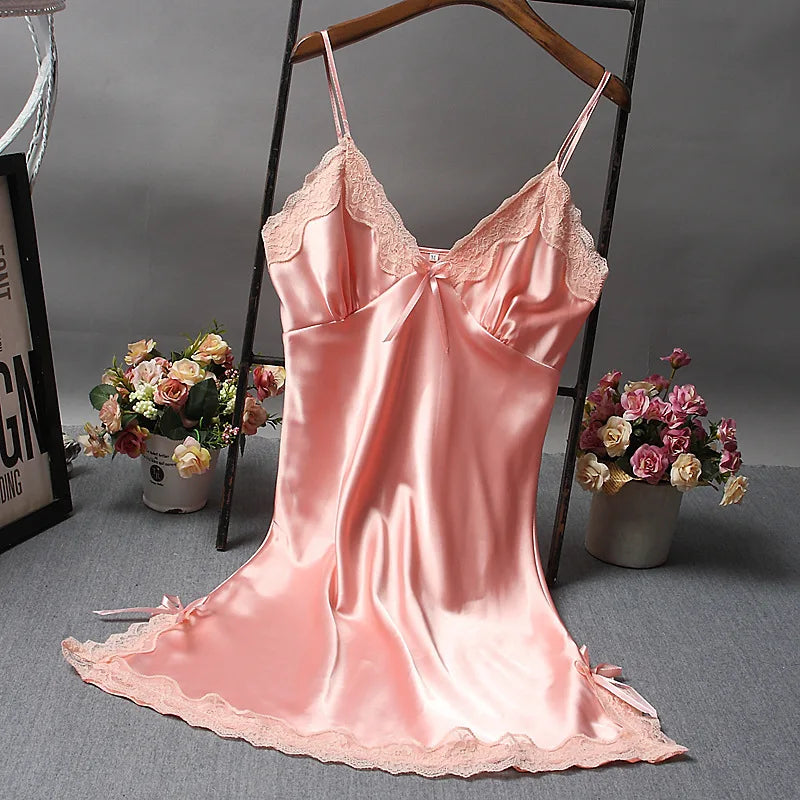 Lingerie Multi-Colors Optional Sexy Nightwear for Women Hot Lace Strappy Nightgown Home Sleepwear with Strap