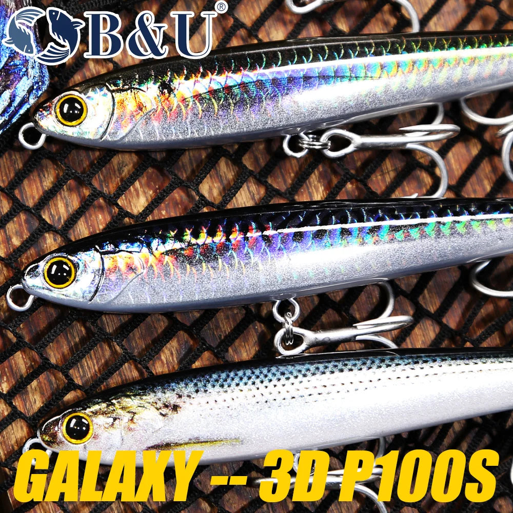 B&U Sinking Pencil Fishing Lure Weight System Silicone Bait Treble Hook Swimbait Wobbler Tackle Jerkbait Artificial Baits