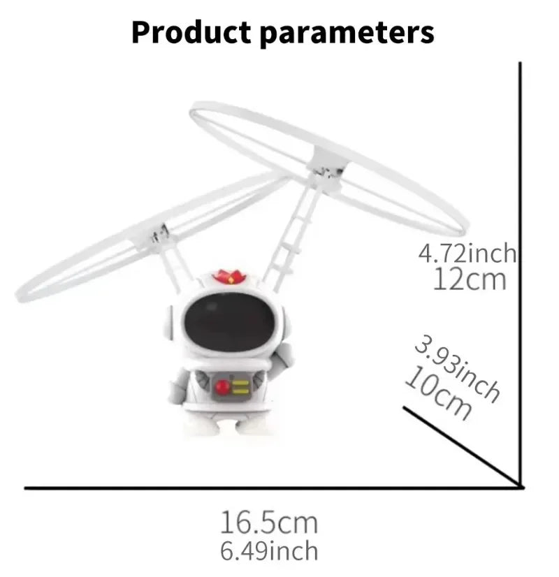 Levitating Luminous Flying Robot Astronaut Toy Aircraft Hand-Controlled Drone Interactive with Lights Outdoor Toys for Kids Gift