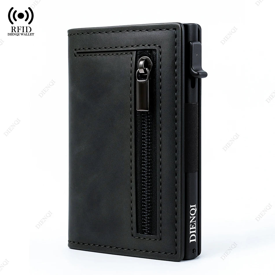 Anti-theft Credit Card Holder Men Wallets Rfid Blocking Aluminum Leather Pop Up Minimalist Wallet Cardholder Wallets for Men