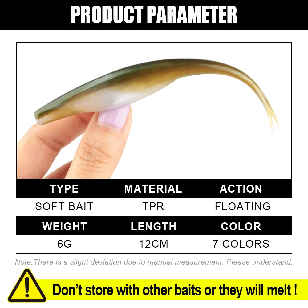 Spinpoler TPR Jerk Shad Slightly Forked Tail Floating Artificial Silicone Swimbait Fishing Lure For Zander Pike Perch Bass Pesca