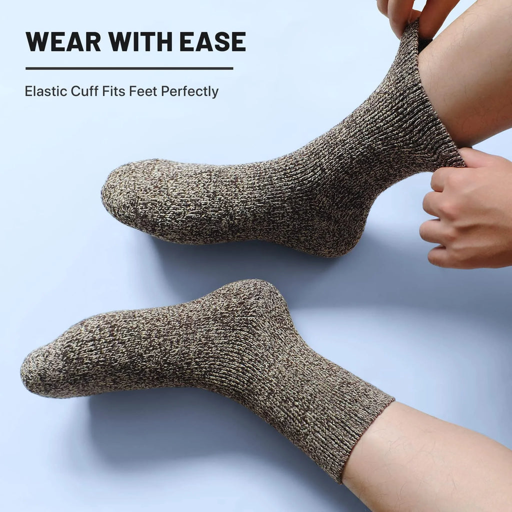 3 Pairs Winter Thick Warm Men’s Wool Socks Outdoor Thermal Cold-Resistant Sports Hiking Snow Socks Gift Size 39-44