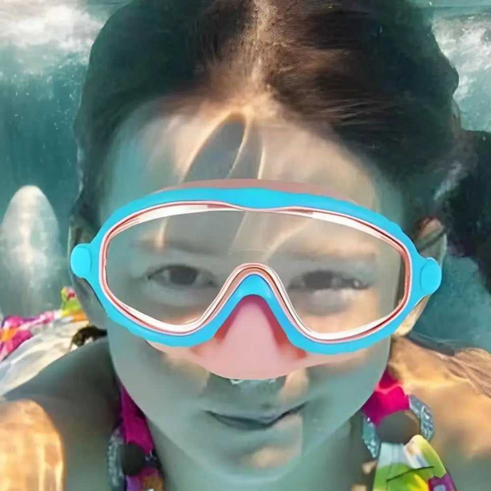 Swim Goggles with Nose Cover Wide Field Of View Diving Mask Anti-Fog Anti-Leak ,Toddler Swimming Goggles For Kids Ages 3-15
