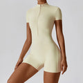 Summer Zipper Jumpsuits Short Sleeve Yoga Bodysuit Women's Yoga Set Gym Tracksuit Push-up Workout Clothes Dance Fitness Bodysuit
