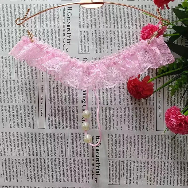 Lingeries Sexy G-String Women's Thongs Sexy Pearl Beaded Pantiesr for Women Low Waist T Shaped Crotchless Woman Lace Lingerie