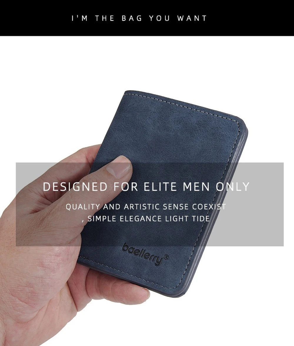 Baellerry Wallet for Men PU Leather Front Pocket Minimalist Money Clip Travel Essentials