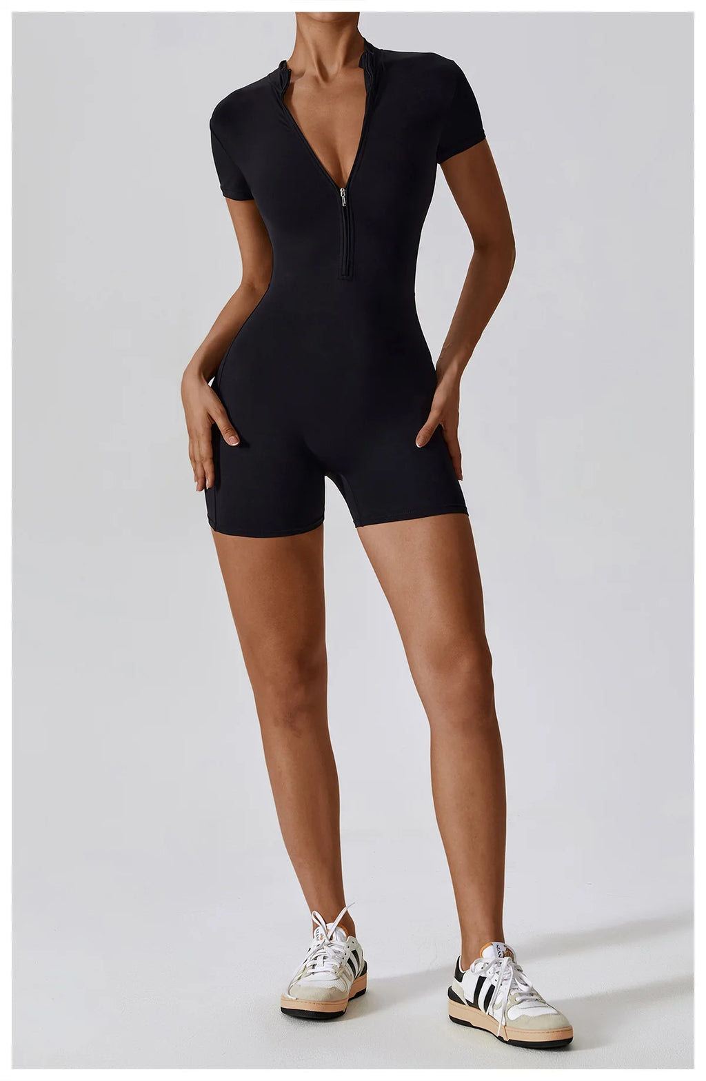 Summer Zipper Jumpsuits Short Sleeve Yoga Bodysuit Women's Yoga Set Gym Tracksuit Push-up Workout Clothes Dance Fitness Bodysuit