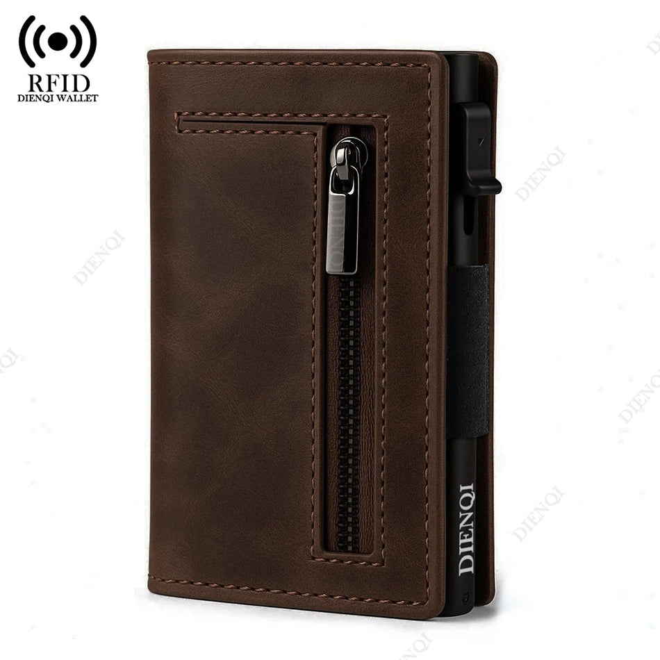 Anti-theft Credit Card Holder Men Wallets Rfid Blocking Aluminum Leather Pop Up Minimalist Wallet Cardholder Wallets for Men