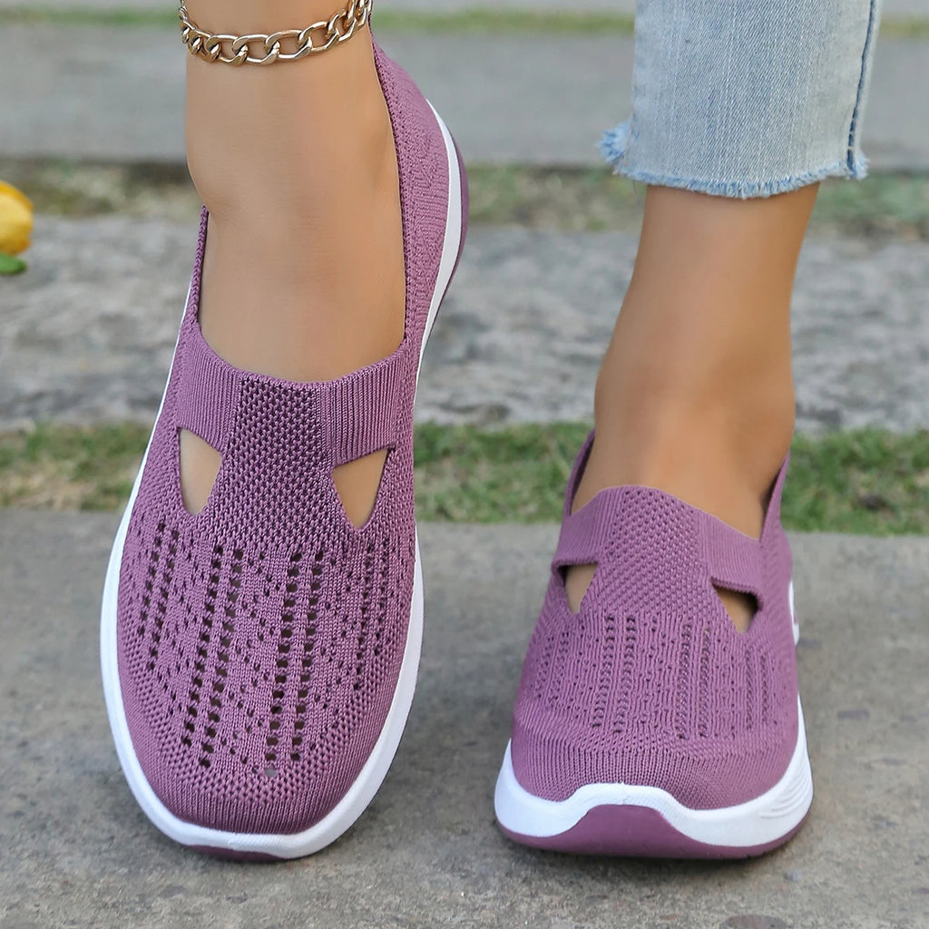 Women's shoes, women's sports shoes, summer flying woven mesh soft sole breathable sports shoes