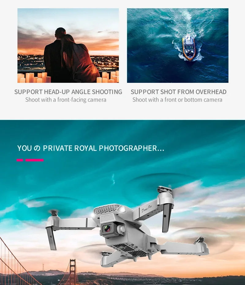 2025 E88 Pro WiFi FPV Drone with Single Dual 4K 1080P Camera Wide Angle HD Altitude Hold Foldable Quadcopter RC Helicopter Toy
