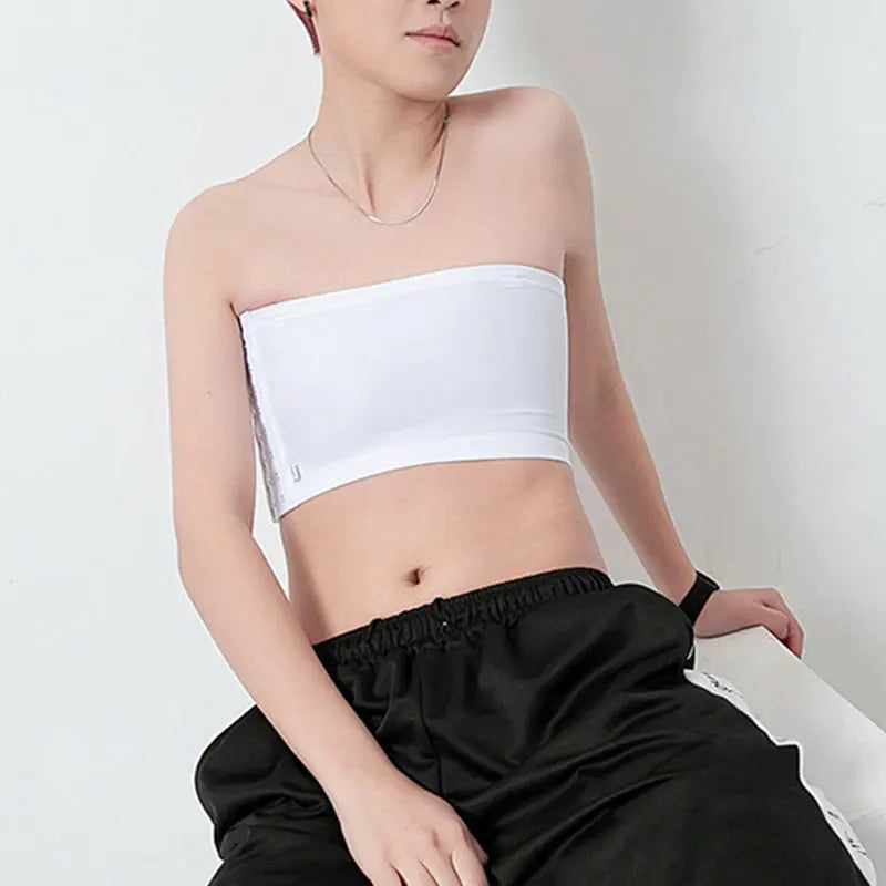 Women Chest Binder Lesbian Trans Crop Top Flat Breast Binder Bra Les Corset Stretch Body Shaping Buckle Tomboy Bra Tanks