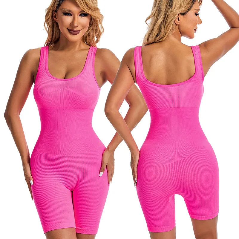 Women's Short Tracksuit Yoga Set One-Piece Sportswear Women's Gym Workout Clothes Fitness Stretch Bodysuit Yoga Suit
