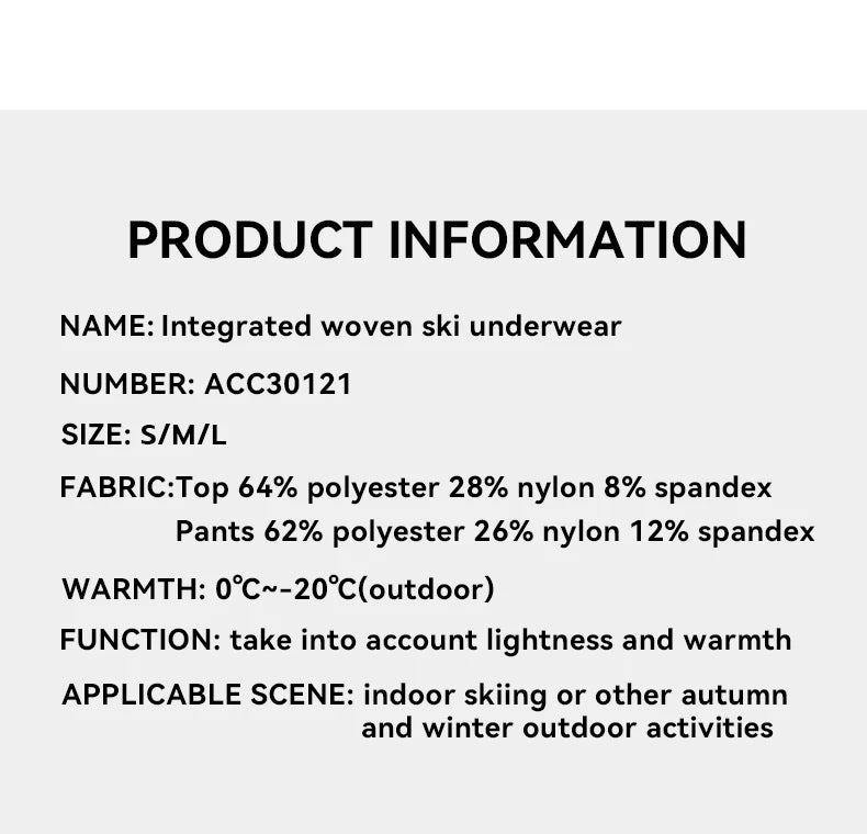 VECTOR Men Women Ski Thermal Underwear Sets Quick Dry Functional Compression Tracksuit Tight Snowboarding Tops and Pants Adult