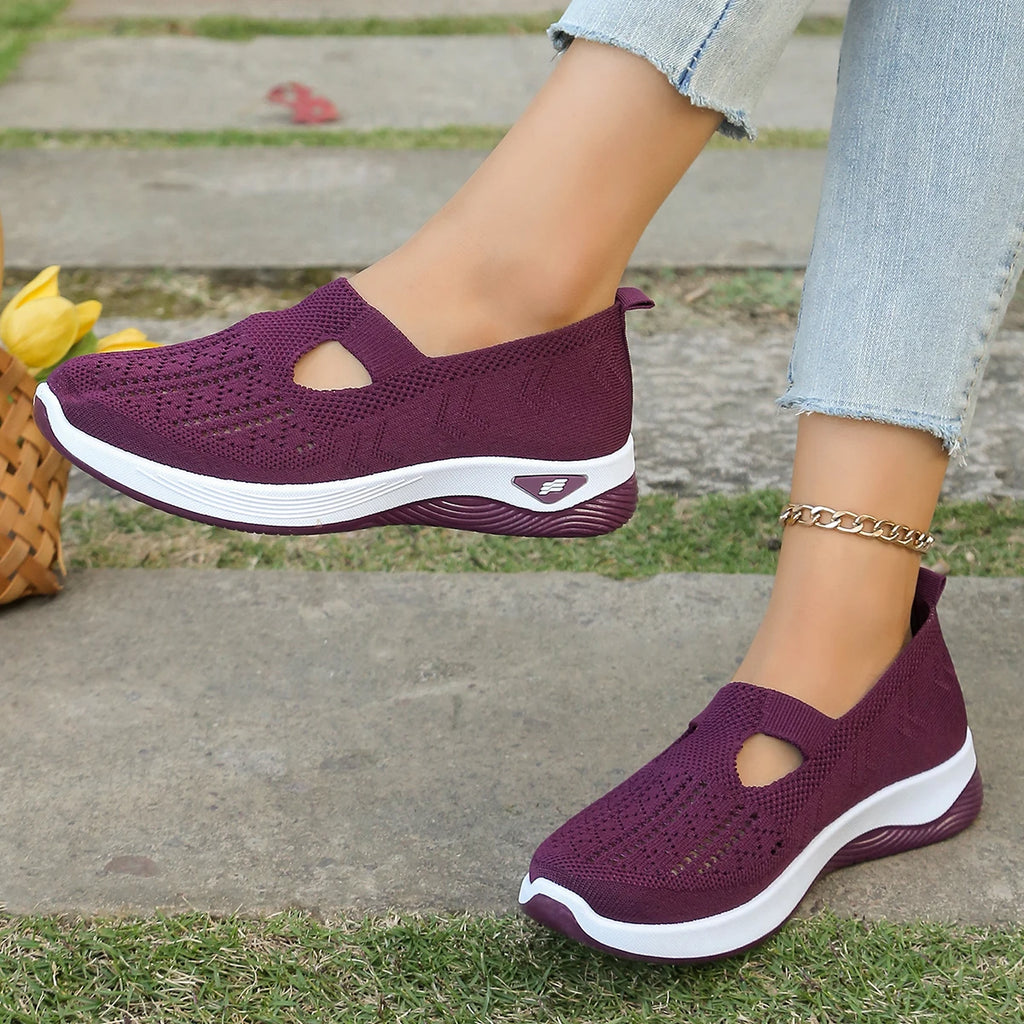 Women's shoes, women's sports shoes, summer flying woven mesh soft sole breathable sports shoes