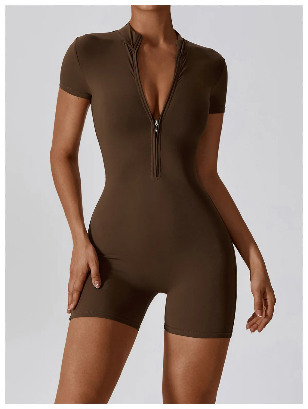 Summer Zipper Jumpsuits Short Sleeve Yoga Bodysuit Women's Yoga Set Gym Tracksuit Push-up Workout Clothes Dance Fitness Bodysuit