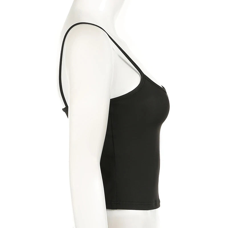 Basic Solid Camis Summer Casual Sleeveless Spaghetti Strap Top Women Harajuku All-match Cropped Tops y2k Vintage Clothing