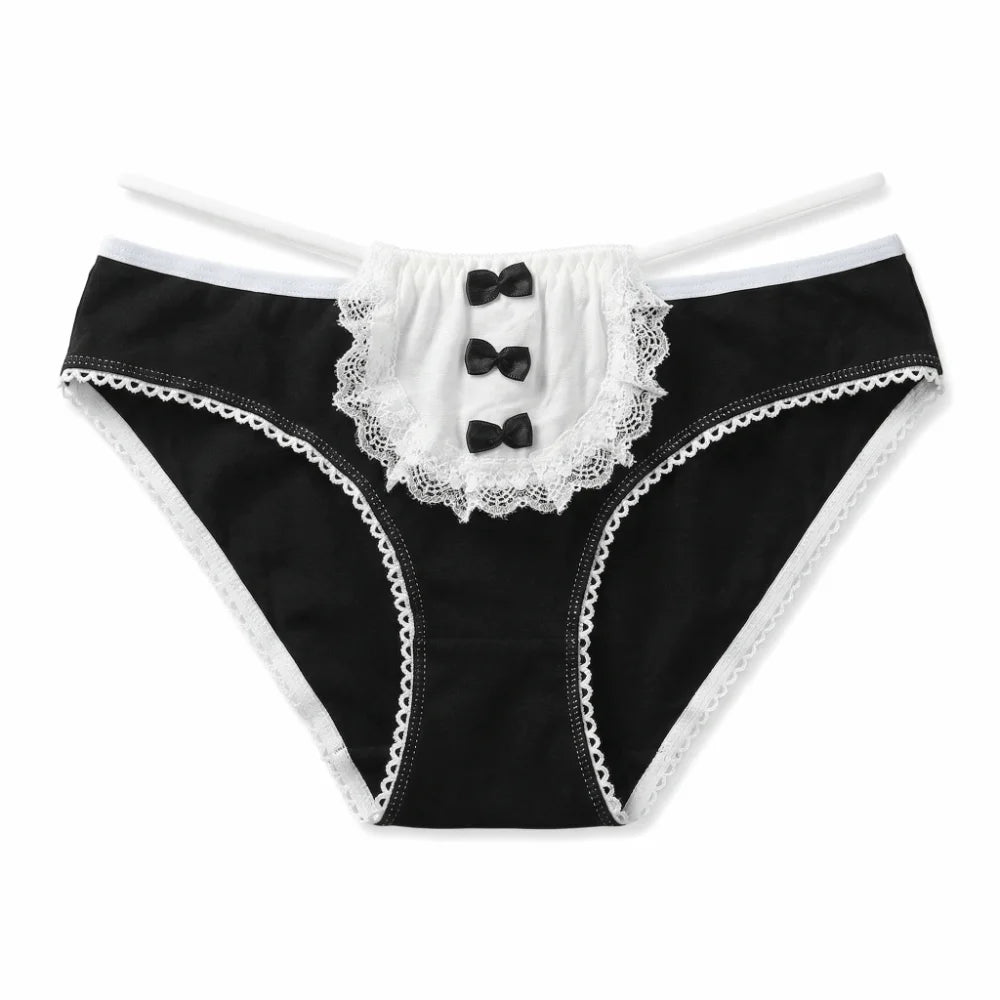 Lingerie Bow Lace Flower Panties Transparent Seamless Lace Mesh Briefs Hollow Mid Waist French Style Briefs Gifts