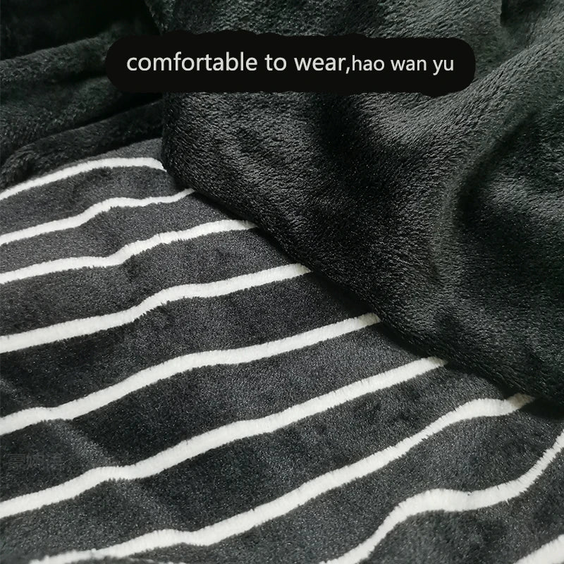 Winter Flannel Pajamas Men Korean Version of the Striped Padded Long-Sleeved Cartoon Nightwear Homewear Set Sleepwear Loungewear