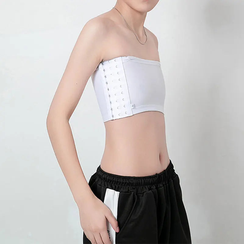 Women Chest Binder Lesbian Trans Crop Top Flat Breast Binder Bra Les Corset Stretch Body Shaping Buckle Tomboy Bra Tanks