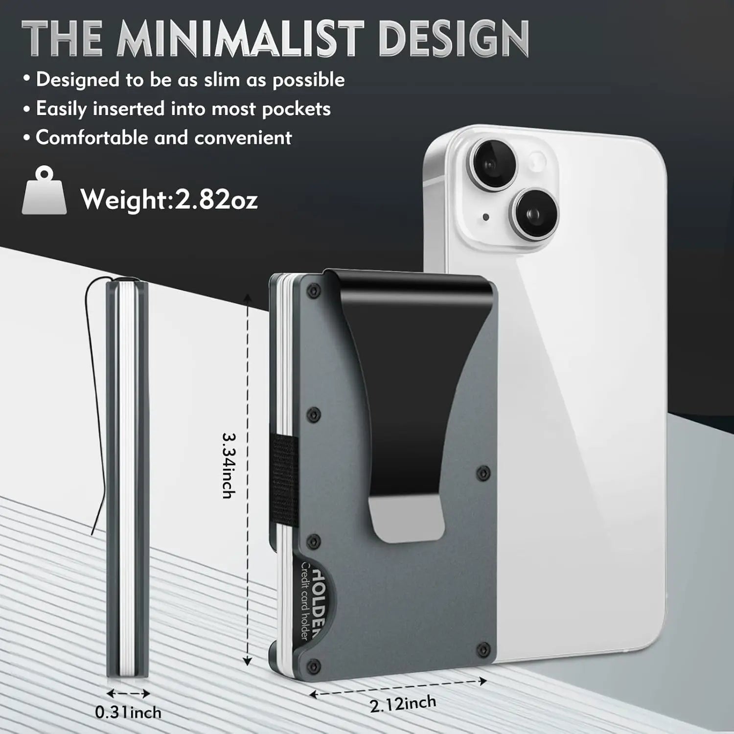 Minimalist Wallet for Men & Women Slim RFID Wallet, Scratch Resistant, Credit Card Holder & Money Clip, Easily Removable Money