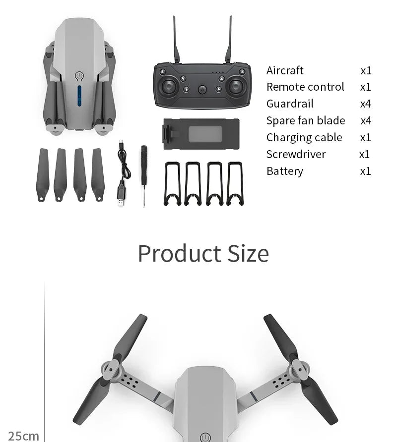2025 E88 Pro WiFi FPV Drone with Single Dual 4K 1080P Camera Wide Angle HD Altitude Hold Foldable Quadcopter RC Helicopter Toy