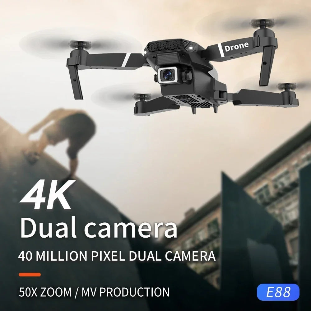 2025 E88 Pro WiFi FPV Drone with Single Dual 4K 1080P Camera Wide Angle HD Altitude Hold Foldable Quadcopter RC Helicopter Toy