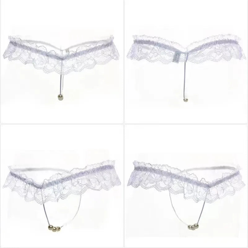 Lingeries Sexy G-String Women's Thongs Sexy Pearl Beaded Pantiesr for Women Low Waist T Shaped Crotchless Woman Lace Lingerie