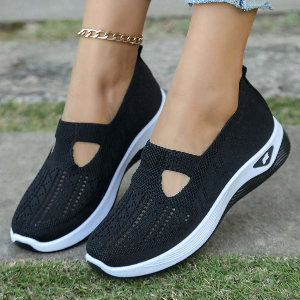 Women's shoes, women's sports shoes, summer flying woven mesh soft sole breathable sports shoes