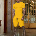 2025 Fashionable and casual summer outdoor sports suit men's breathable T-shirt shorts casual and fashionable two-piece set