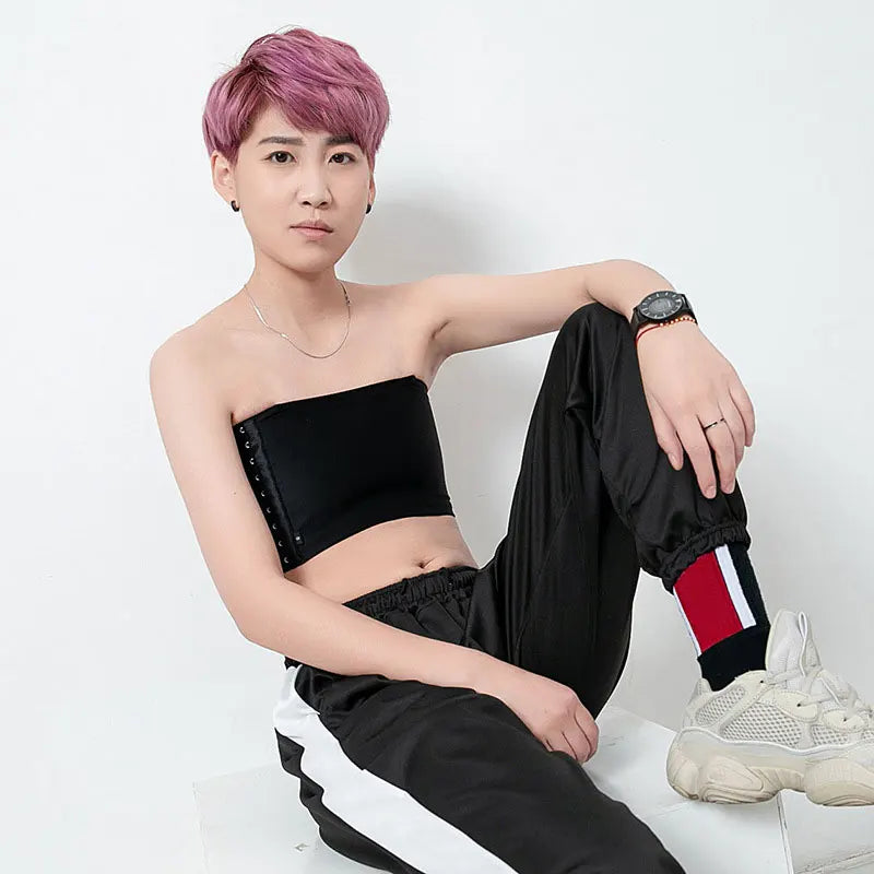 Women Chest Binder Lesbian Trans Crop Top Flat Breast Binder Bra Les Corset Stretch Body Shaping Buckle Tomboy Bra Tanks
