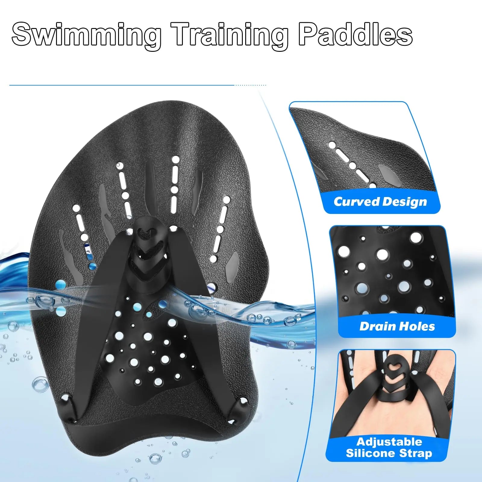 Swimming Paddles for Hands Swimming Training Hand Paddles Flippers with Adjustable Silicone Straps Women Men Children Unisex