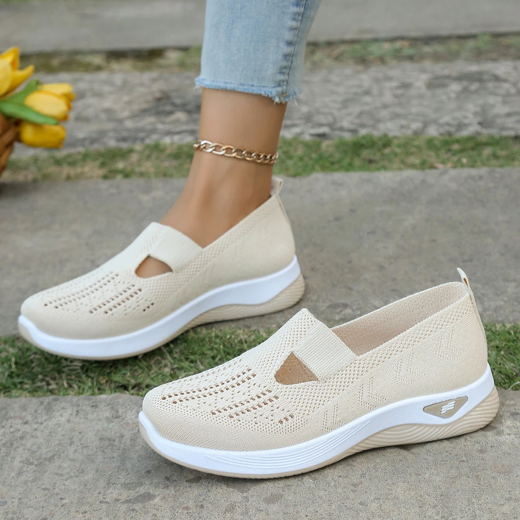 Women's shoes, women's sports shoes, summer flying woven mesh soft sole breathable sports shoes
