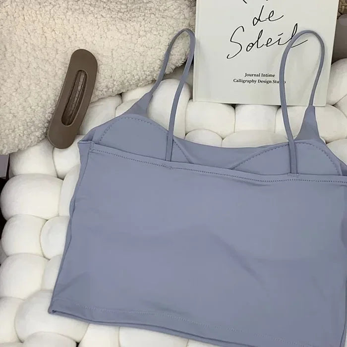 2024 Summer Bra Top Sexy Women Ice Silk Crop Top Seamless Tube Tops Camisole Underwear Korean Fashion Solid Padded Bralette Vest
