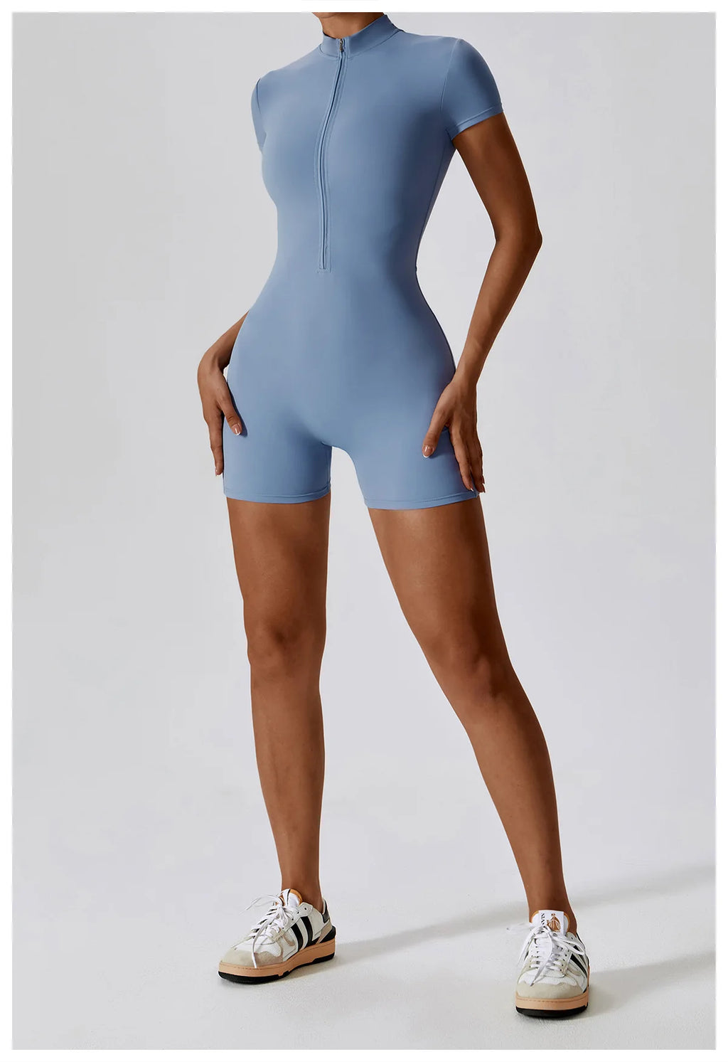 Summer Zipper Jumpsuits Short Sleeve Yoga Bodysuit Women's Yoga Set Gym Tracksuit Push-up Workout Clothes Dance Fitness Bodysuit