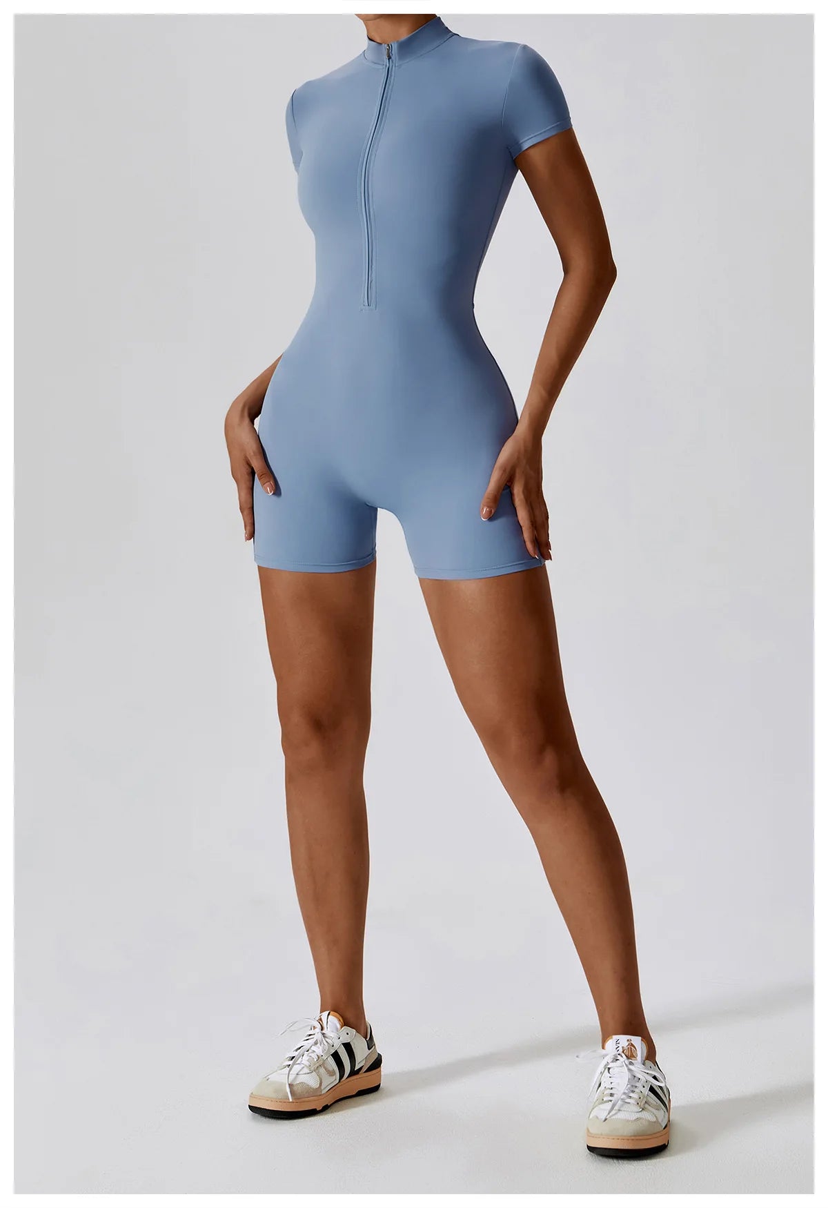 Summer Zipper Jumpsuits Short Sleeve Yoga Bodysuit Women's Yoga Set Gym Tracksuit Push-up Workout Clothes Dance Fitness Bodysuit