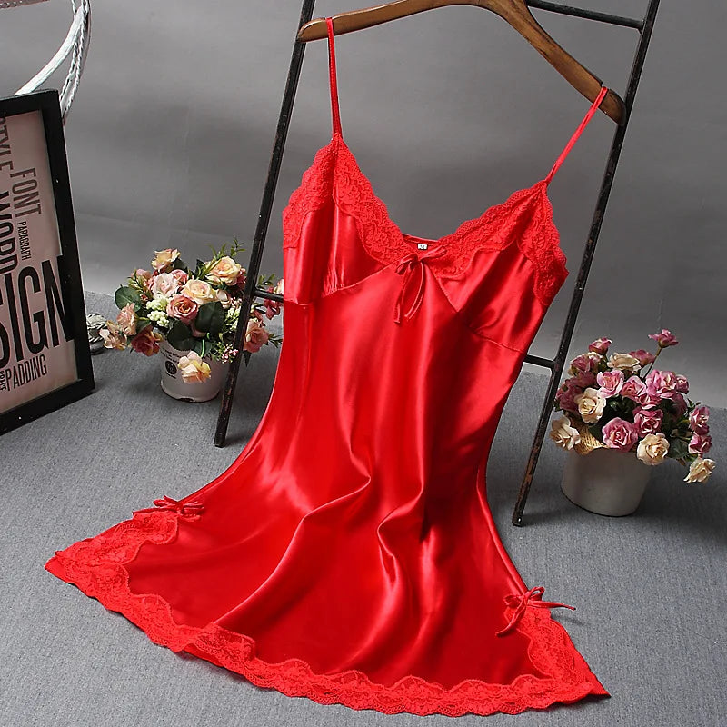 Lingerie Multi-Colors Optional Sexy Nightwear for Women Hot Lace Strappy Nightgown Home Sleepwear with Strap