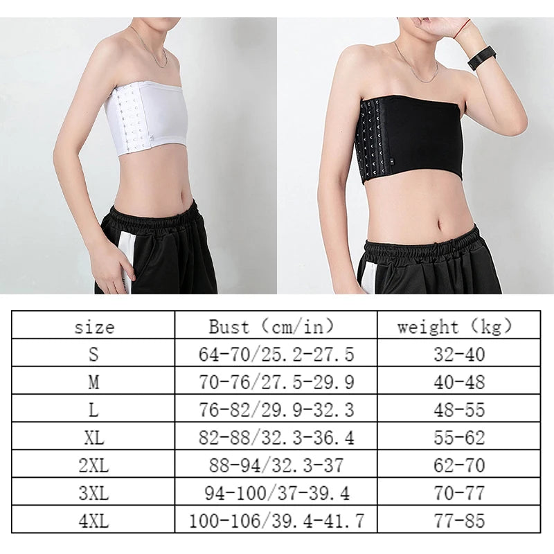 Women Chest Binder Lesbian Trans Crop Top Flat Breast Binder Bra Les Corset Stretch Body Shaping Buckle Tomboy Bra Tanks