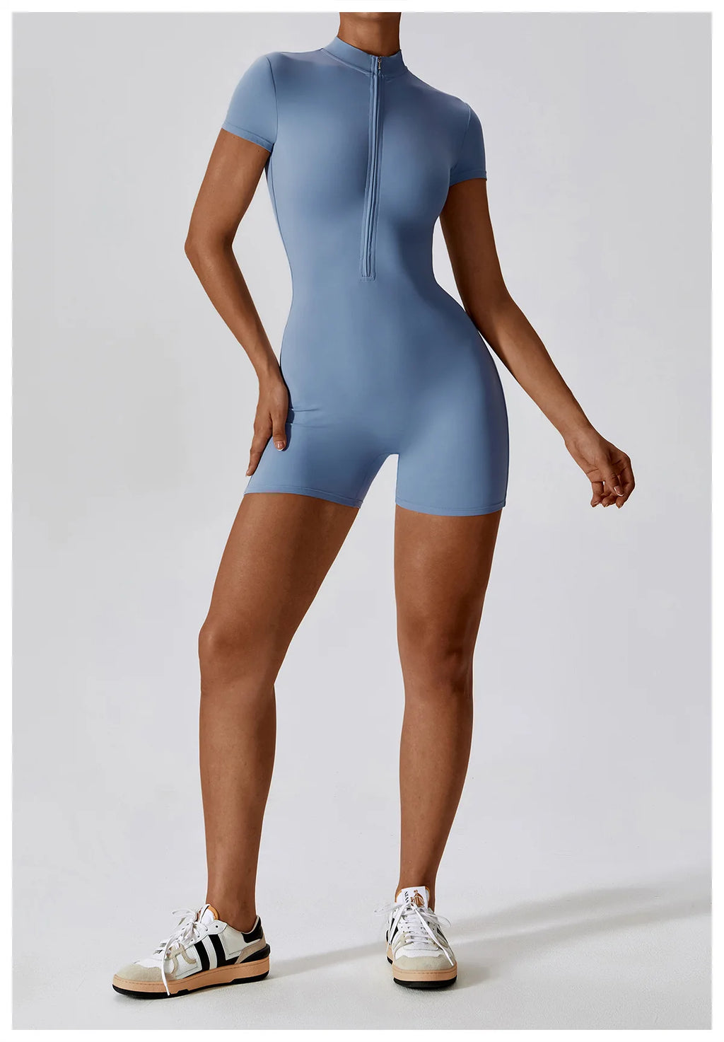 Summer Zipper Jumpsuits Short Sleeve Yoga Bodysuit Women's Yoga Set Gym Tracksuit Push-up Workout Clothes Dance Fitness Bodysuit