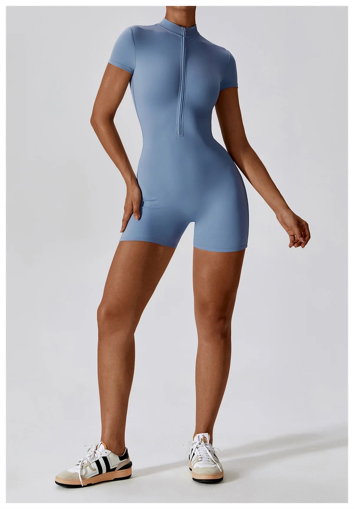 Summer Zipper Jumpsuits Short Sleeve Yoga Bodysuit Women's Yoga Set Gym Tracksuit Push-up Workout Clothes Dance Fitness Bodysuit