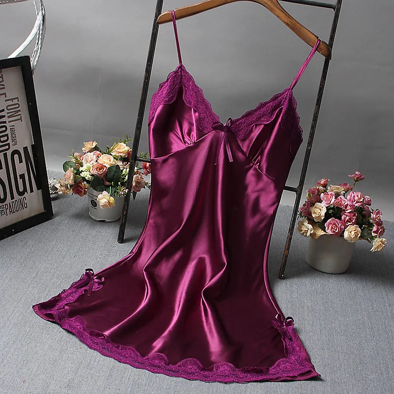Lingerie Multi-Colors Optional Sexy Nightwear for Women Hot Lace Strappy Nightgown Home Sleepwear with Strap