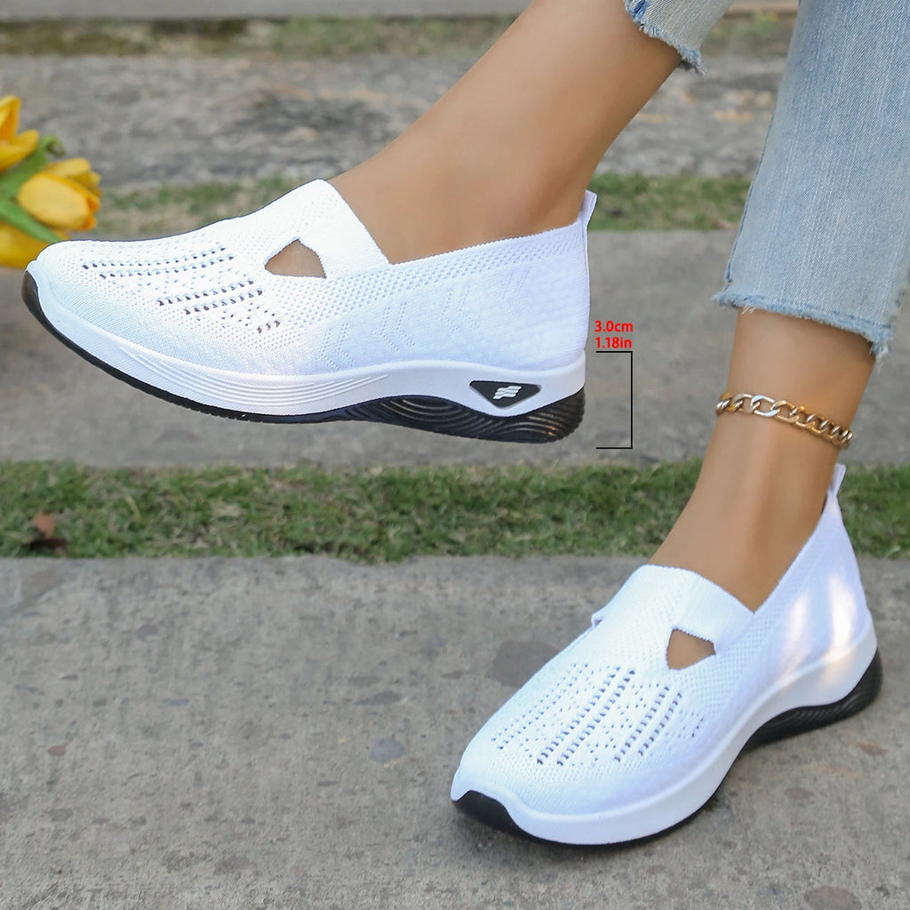 Women's shoes, women's sports shoes, summer flying woven mesh soft sole breathable sports shoes