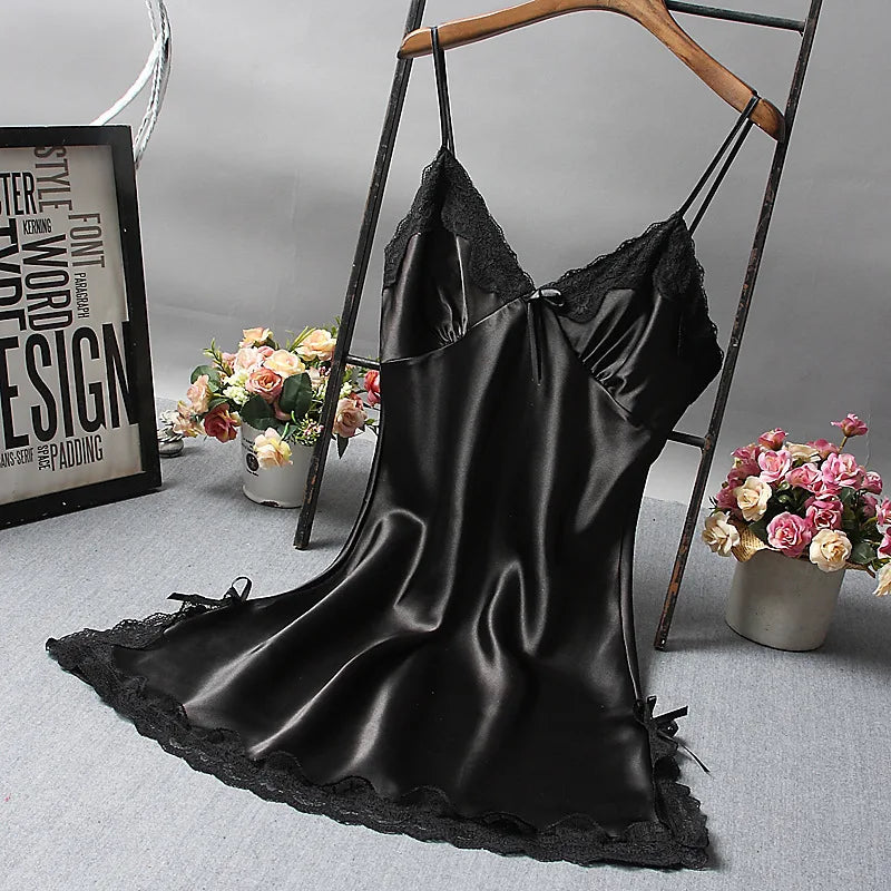 Lingerie Multi-Colors Optional Sexy Nightwear for Women Hot Lace Strappy Nightgown Home Sleepwear with Strap