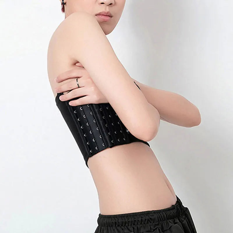 Women Chest Binder Lesbian Trans Crop Top Flat Breast Binder Bra Les Corset Stretch Body Shaping Buckle Tomboy Bra Tanks